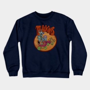 Retro troll cartoon characters and car Crewneck Sweatshirt